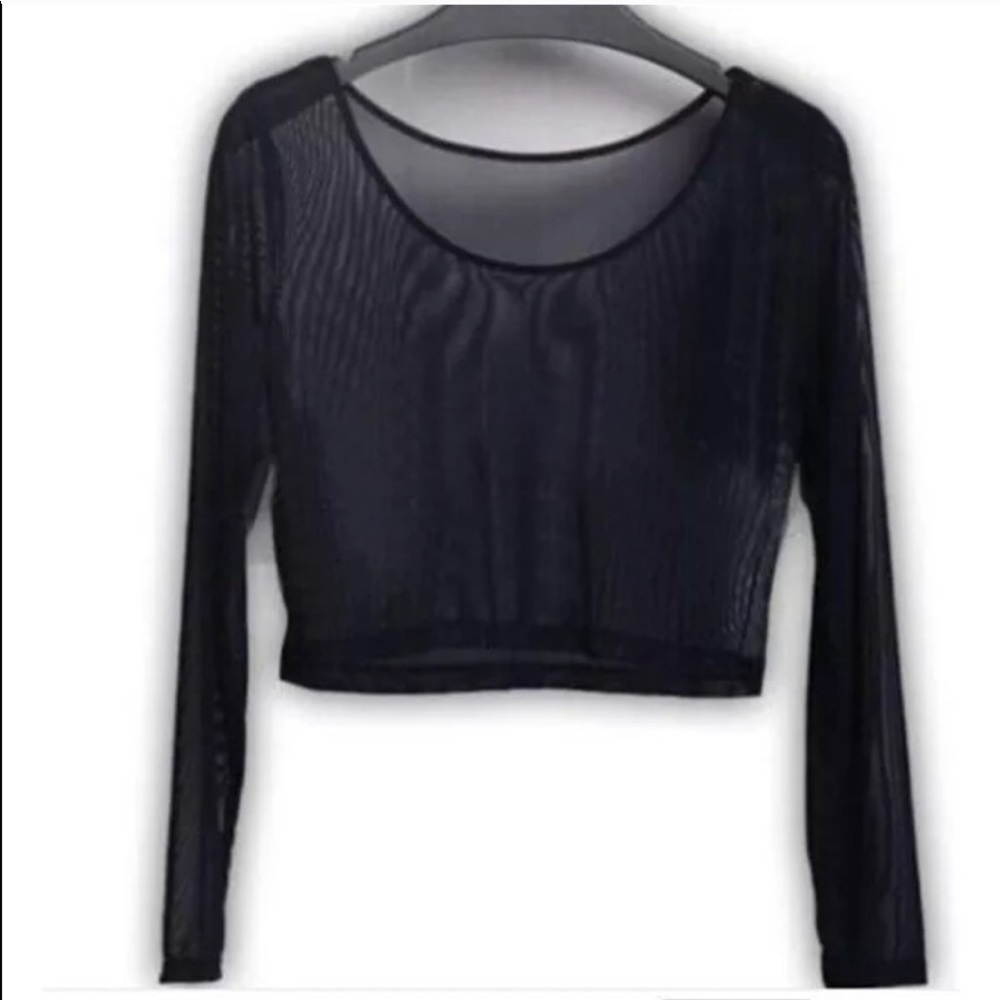 Black mesh crop top.